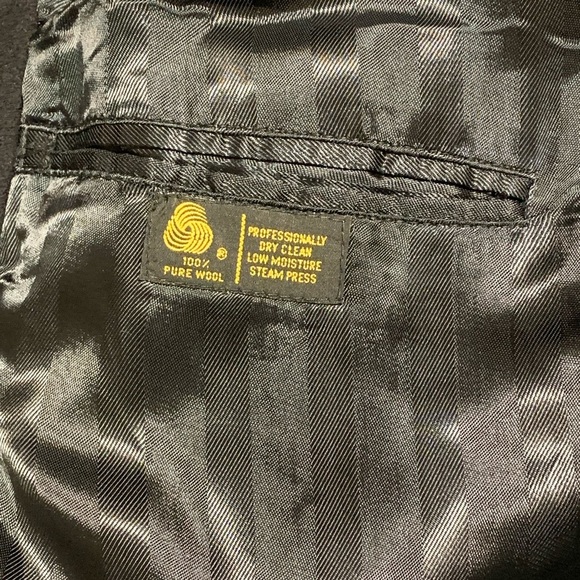 Men's Black Long Trench Coat sz R 46 100% Wool Shell and 100% Rayon lining - Picture 7 of 11